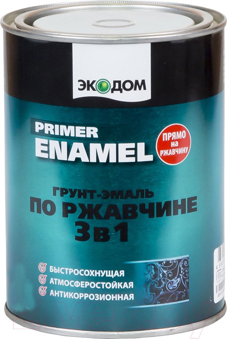 

Грунт-эмаль Экодом По ржавчине 3 в 1, 0.9 кг (черный RAL 9005)