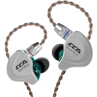 Наушники CCA C10 (без микрофона, серебристый/циан)