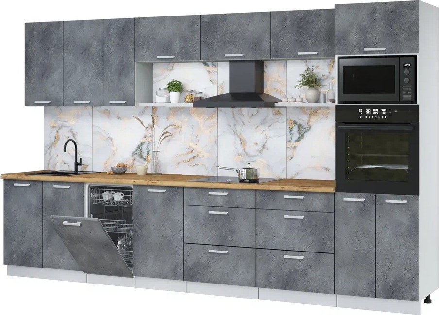 

Готовая кухня Интерлиния Мила Лайт 3.5-ПМ3 (бетон портленд/бетон портленд/дуб бунратти)