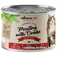 Консервированный корм для кошек Chicopee Adult Cat домашняя птица с крабами 195 г