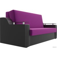 Диван Лига диванов Сенатор 140 106446 (микровельвет/экокожа, фиолетовый/черный)