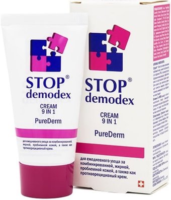  Stop Demodex Крем для лица При демодекозах и акне 9 в1 PureDerm 50 мл