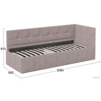 Кровать-тахта Трия Грей c мягкой обивкой с ПМ 80x200 (велюр Galaxy серо-бежевый)