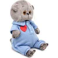 Классическая игрушка BUDI BASA Кот Басик Baby в голубом комбинезоне с сердечком 10896435