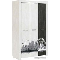 Шкаф распашной МСТ. Мебель Фест №11 3-двер. (молокай/рич блэк)