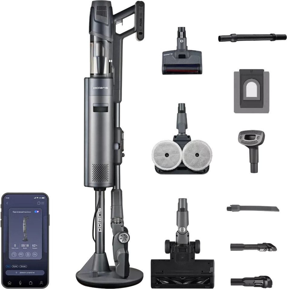 

Пылесос Polaris PVCSDC 3000 Wi-Fi IQ Home (серый)