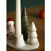 Подсвечник Tkano New Year Essential Enchanted forest TK24-NY_CNH0003 (белый/зеленый)