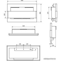 Биокамин BiokominkiGMT 650x400 (белый, со стеклом)
