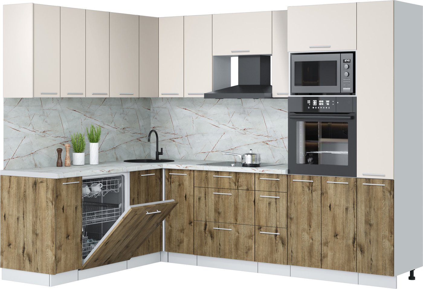 

Готовая кухня Интерлиния Мила Лайт 1.896х2.68 (персидский жемчуг/дуб веллингтон/серый каспий)