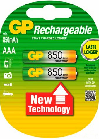 

Аккумулятор GP AAA 850mAh 2 шт. [85AAAHC]