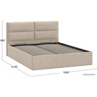 Кровать Трия Глосс универсальный тип 1 с ПМ и заглушиной 160x200 (Wellmart Dark Beige)