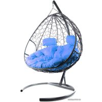 Подвесное кресло M-Group Для двоих 11450303 (серый ротанг/голубая подушка)