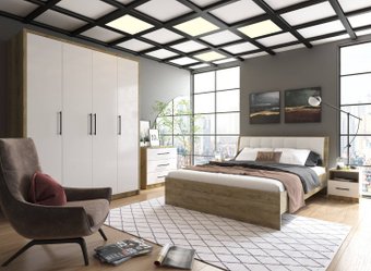 Комплект мебели для спальни Евва Престиж ПР-1.1 (дуб кантри золотой/белый)