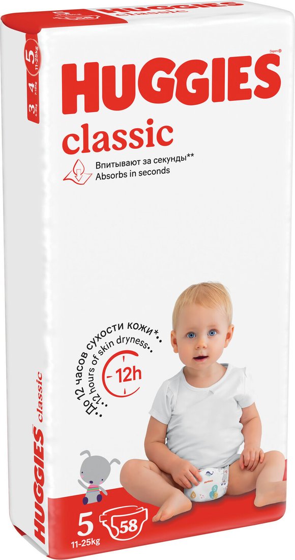 Подгузники Huggies Classic 5 Mega (58 шт)