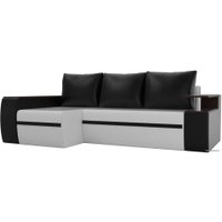 Угловой диван Лига диванов Майами 103039 (левый, экокожа, белый/черный/черный)