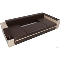 П-образный диван Лига диванов Майами 103066 (экокожа, коричневый/бежевый)