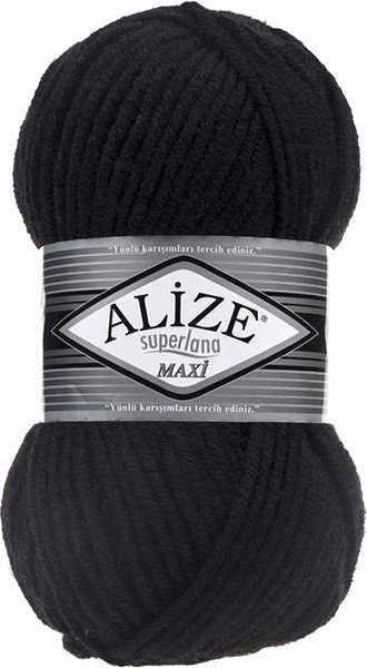 

Пряжа для вязания Alize Superlana Maxi 60 (100 м, черный)