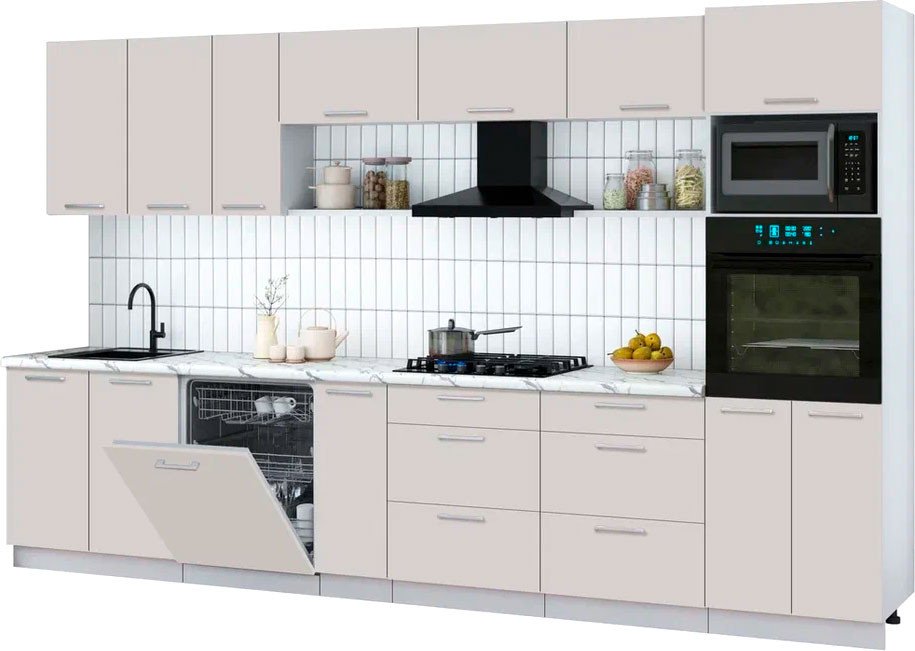 

Готовая кухня Интерлиния Мила Gloss 3.5-ПМ1-2 (кашемир/кашемир/белый гранит)