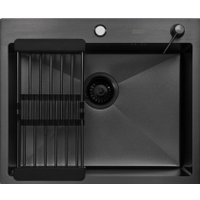 Кухонная мойка ARFEKA ECO AR мойка 600*500, коландер, дозатор BLACK DECOR VOLCANIC ROCK