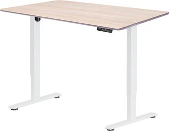 Стол с регулировкой высоты ErgoSmart Wooden Electric Desk Prime 1300х750х27 мм (скошенный край, дуб беленый/белый)
