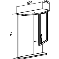  Runo Шкаф с зеркалом для ванной Севилья 60 правый