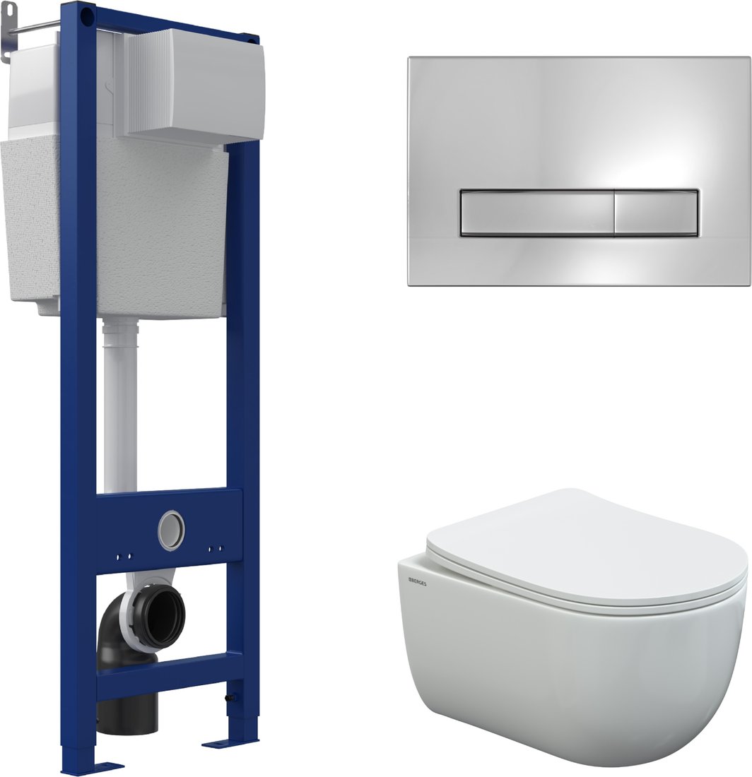 Унитаз подвесной Berges Wasserhaus Ventas Rimless + АТОМ 410 AT-043340 (с сиденьем)