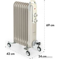 Масляный радиатор Klarstein Thermaxx Retroheat 2000W (серый)