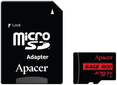 

Карта памяти Apacer microSDXC AP64GMCSX10UB-R 64GB (с адаптером)