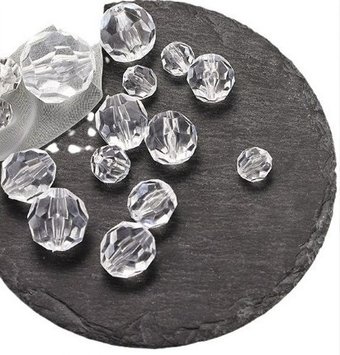 Бусины ХоббиБум Акриловые граненые круглые 8 мм 500 г (прозрачный)