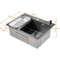 Кухонная мойка Saniteco 6045 Nano (с сифоном, дозатором и коландером)