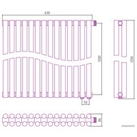 Стальной трубчатый радиатор Сунержа Эстет-11 EU50 1200х630 14 секций (белый)