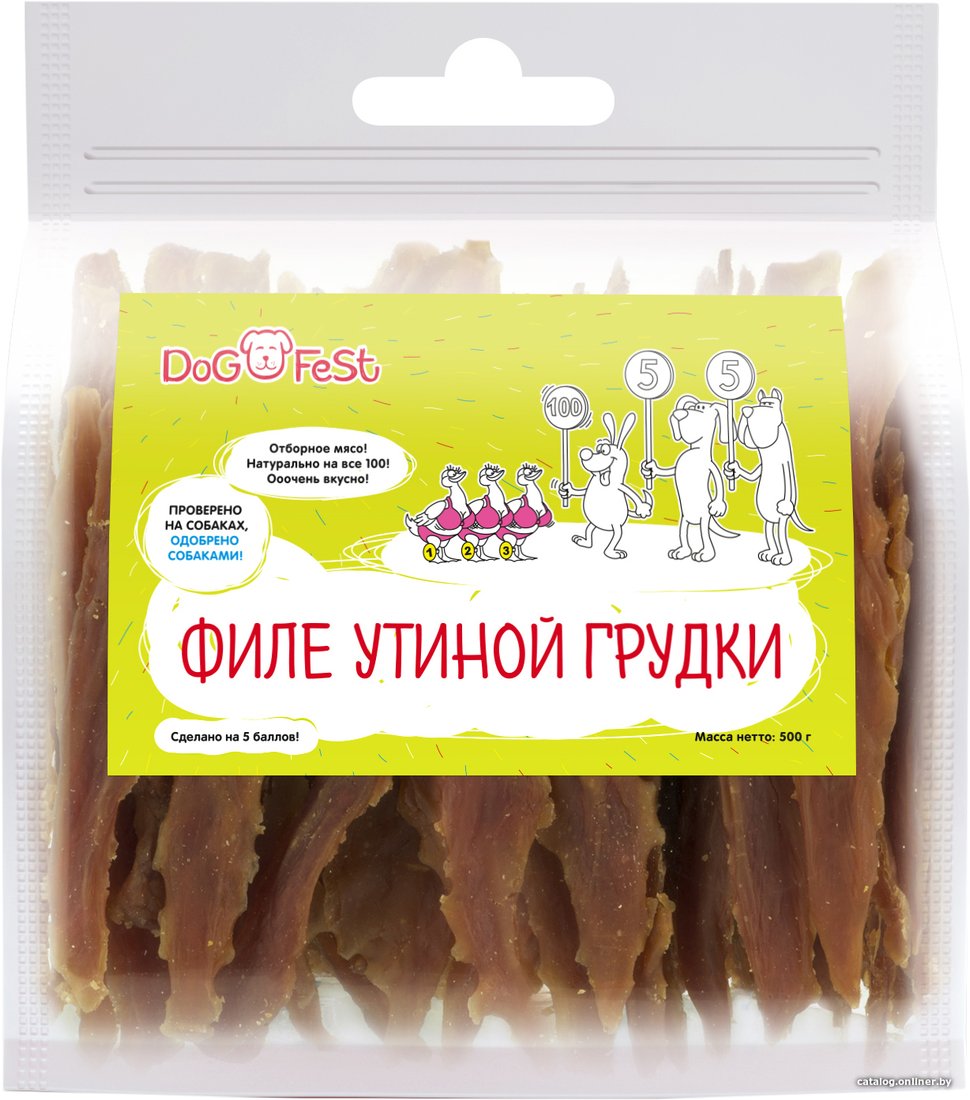 Лакомство для собак Dog Fest Филе утиной грудки 500 г