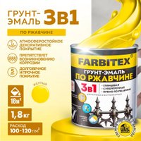 Грунт-эмаль Farbitex По ржавчине 3в1 1.8 кг (желтый)