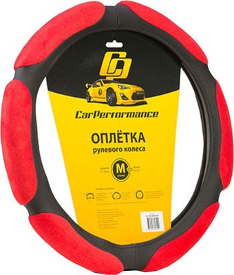 Оплетка на руль Car Performance CP-5026 BK/RD (M) (черный/красный)