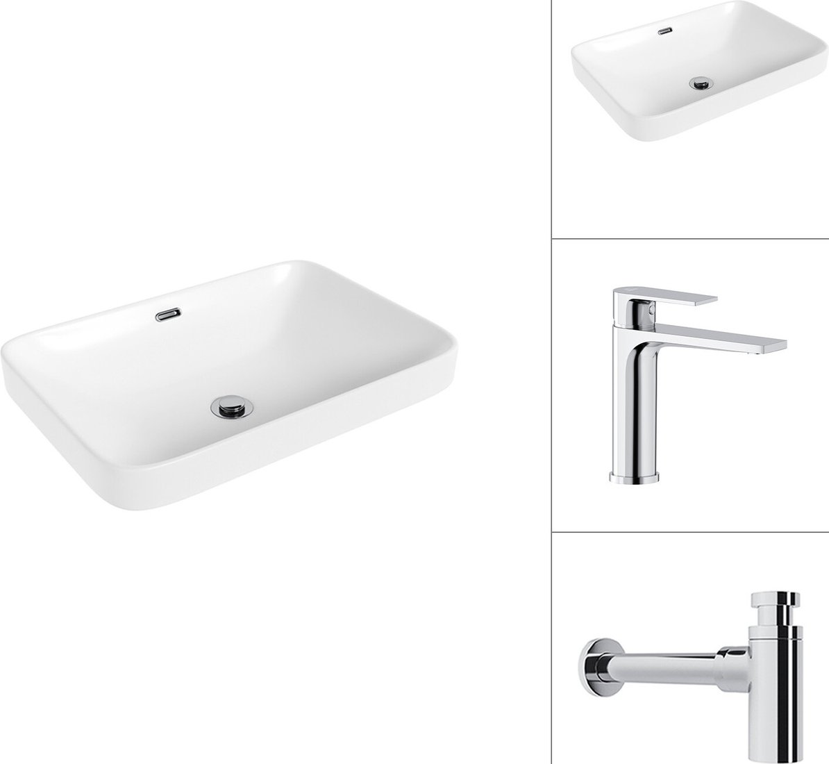 

Умывальник Lauter 21441B + Reef 21CK678C с сифоном 21635CH (хром)