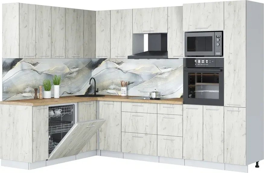 

Готовая кухня Интерлиния Мила Лайт 1.896х2.88 (дуб белый/дуб белый/дуб бунратти)