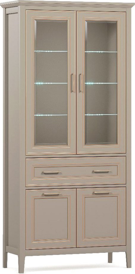 Шкаф-витрина Black Red White Classic REG2W2D1S с подсветкой (глиняный серый)