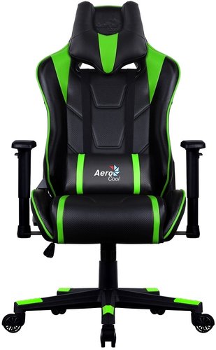 Игровое (геймерское) кресло AeroCool AC220 AIR (черный/зеленый)