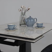 Кухонный стол Lepremo AV 2119 МДФ+керамика раздвижной 1200-1800x800 (натуральный глянцевый Gold Jade/черный)