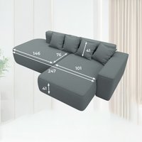 Угловой диван Лига диванов Лига-065 правый 129799 (рогожка амур 07 серый)