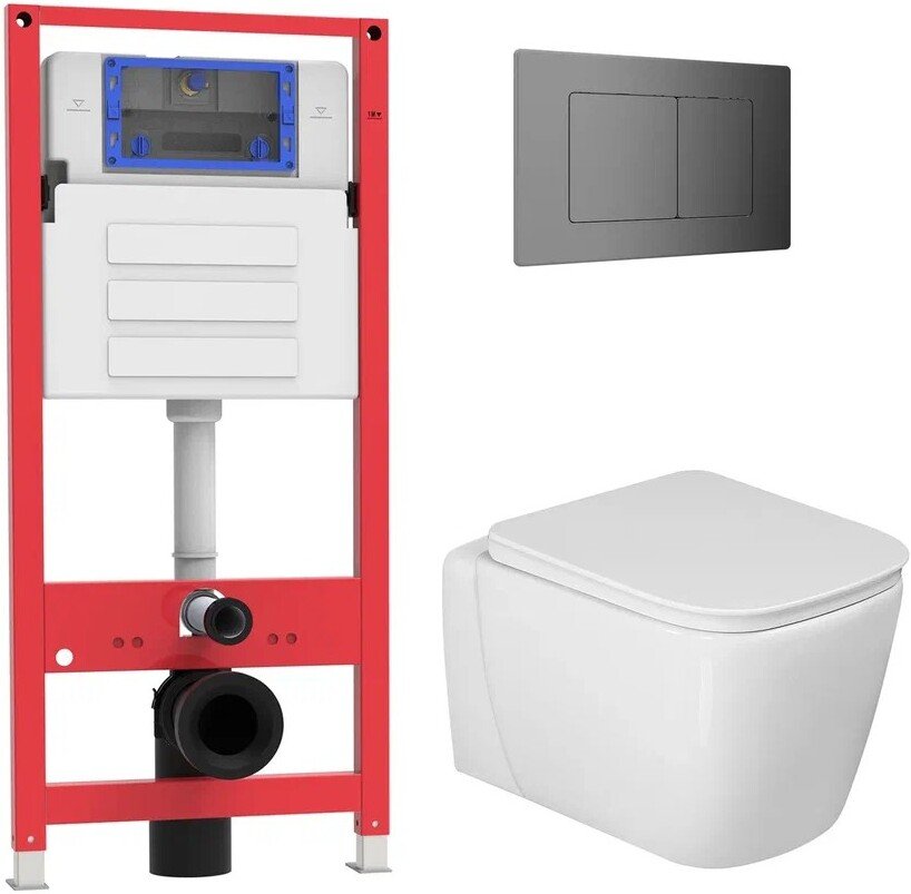 

Унитаз подвесной Oliveeka OL-MQ-003 + OL-G1 + OL-E12-BGM (матовый оружейный металл)