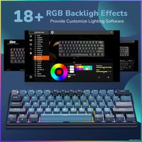 Клавиатура Royal Kludge RK61 Plus RGB (черный, RK Cyan)