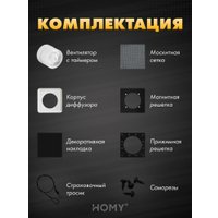 Вентиляционная решетка HOMY AIR квадратный AS125BT 20x20 (черная)