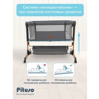 Приставная детская кроватка Pituso Flora OD-B12 (темно-серый)