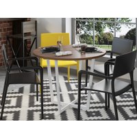 Кухонный стол LoftyHome Мальборк Раунд 1628021 (шимо темный с белым основанием)