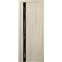 Межкомнатная дверь Юркас Stark ST12 ДО 60x200 (капучино/lacobel черный с рис.)