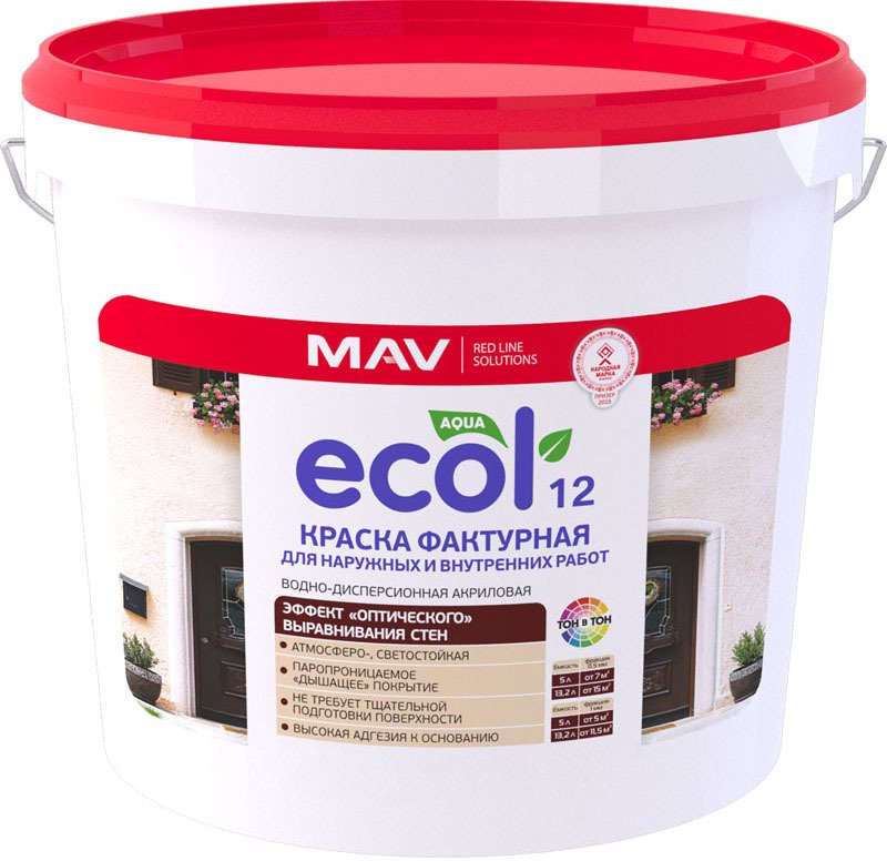 

Краска Ecol 12 фактурная ВД-АК-1312 7 кг (белый)