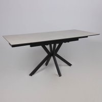 Кухонный стол Lepremo AV 2111 МДФ+керамика раздвижной 1200-1800x800 (серый матовый Carmen Light Grey/черный)