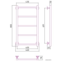 Полотенцесушитель Стилье Версия-КН 800х400 (5) П 20х20 12640-8040