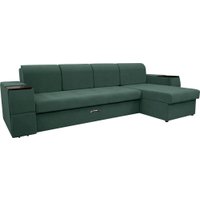 Угловой диван Сириус Лидер-13 с оттоманкой НПБ 330x165 (Eva 19 велюр темно-зеленый)